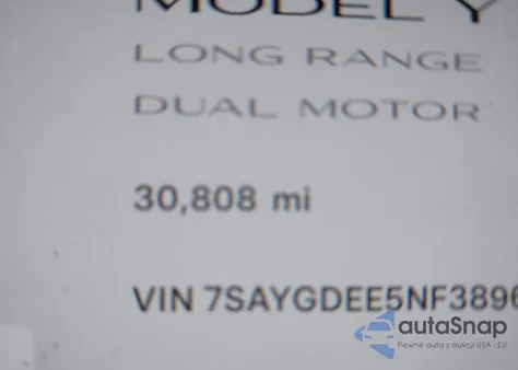 2022 Tesla Model Y Long Range Dual Motor All-Wheel Drive from USA, damaged, VIN 7SAYGDEE5NF389692